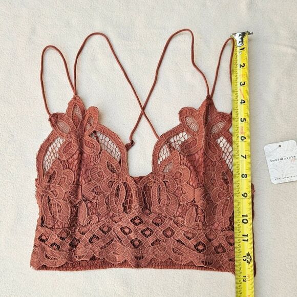 Free People Adella Crochet Lace Plunge Neck Bralette Copper - Picture 3 of 11